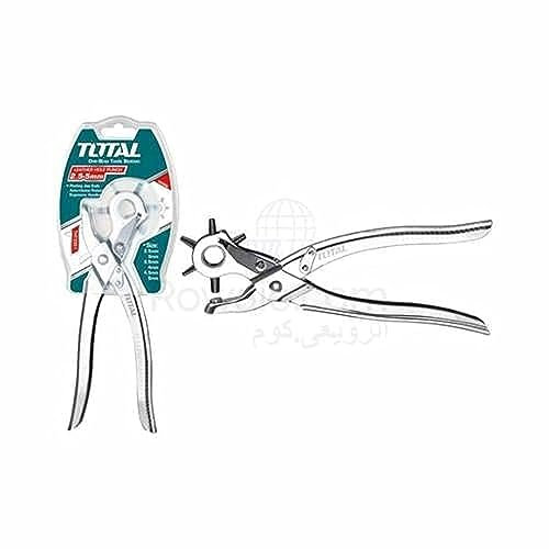 TOTAL - Sacabocados | Herramienta Para Hacer Agujeros en el Cinturón | Perforadora de Cuero | Agujereador Para 6 Tamaños Diferentes de 2,5 mm a 5 mm de Diámetro