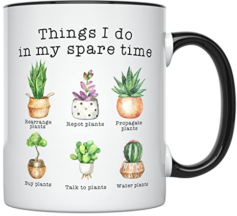 YouNique Designs Crazy Plant Lady Mug, 11 Oz, Plant Mug, Plant Coffee Mug, Plant Mom Mug, Plant Lover Cup, Plant Coffee Mug for Women, Gifts For Plant Lovers (Black Handle)