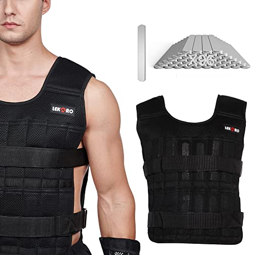 Verstellbare Gewichtsweste 20 kg, Workout-Gewichtsvest, Fitness-Gewichtsjacke, für Männer und Frauen (Inklusive 96 Stahlplatten-Gewichte)
