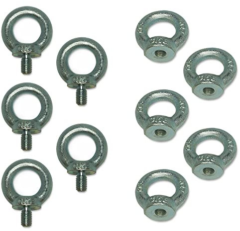 5 Stück - Ringschraube DIN 580 / Ringmutter DIN 582 - Augenschraube Schrauböse (M16, Ringmutter - DIN 582)