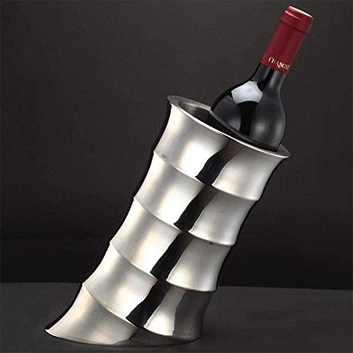 Seau a Glace Vintage pour Bouteille Seau à Glace en Acier Inoxydable épaissis, Seau de Glace à la bière, Seau à Glace au Champagne, Seau à Glace à vin, Seau de Glace en Bambou