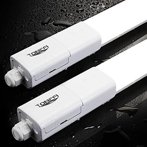 TONFFI 2 Stück LED Feuchtraumleuchte 150CM, 60W 7000LM 4000K Neutralweiß Verknüpfbar LED Deckenleuchte Röhre, IP65 Wasserfest Wannenleuchte Werkstattlampe für Keller Lager Garage Warenhaus