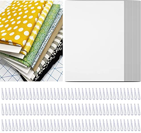 Lot de 30 planches épaisses de bande dessinée et 120 pinces crocodiles en plastique transparent en forme de U, épaisseur de 1 mm, pour plier et ranger le tissu, 19,1 x 27,6 cm