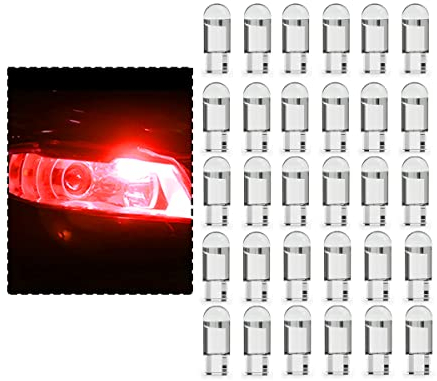 CGEAMDY 30 Pcs T10 LED Ampoules De Voiture, W5W Ampoule LED 194168 Ampoules, Pour Intérieur De Voiture Lumière, Lampes De Lecture,Dôme, Plaque D'immatriculation, Éclairage Intérieur (Rouge)