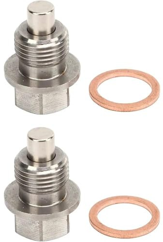Tissting 2 Stück Magnetische Ölablassschraube M14 x 1,25 mm DP015 Edelstahl Auto Magnetisch Ölwannenwanne mit Dichtungen, Universell Ölschraube für Ersatz Zubehör