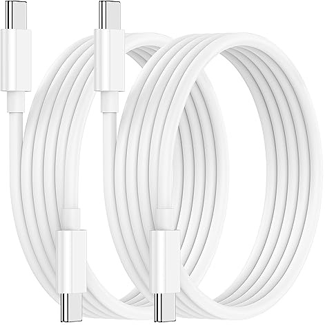 Paquete de 2 cables USB C a USB C de 60W de 2M para iPhone 15/16/17 Pro | Cable de carga rápida Tipo C a Tipo C de 2M para iPhone 17/16/15 Pro Max, MacBook, iPad Pro y SamsungGalaxyS26/25/24