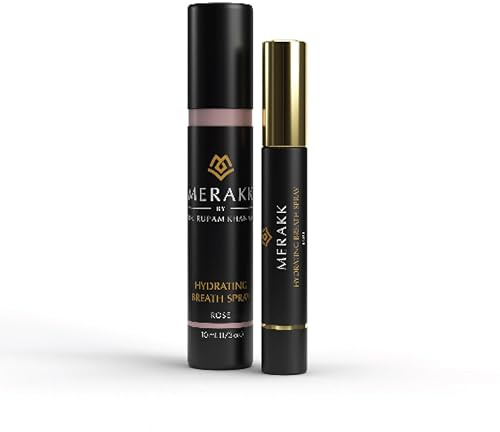 MERAKK Limited Edition Dry Mouth Spray and Breath Spray for Bad Breath - Rose - Mouth Spray for Fresh Breath – Sugar-Free Breath Freshener w/Stevioside, Menthol & Glycerin -Dentist Designed, 0.3 oz