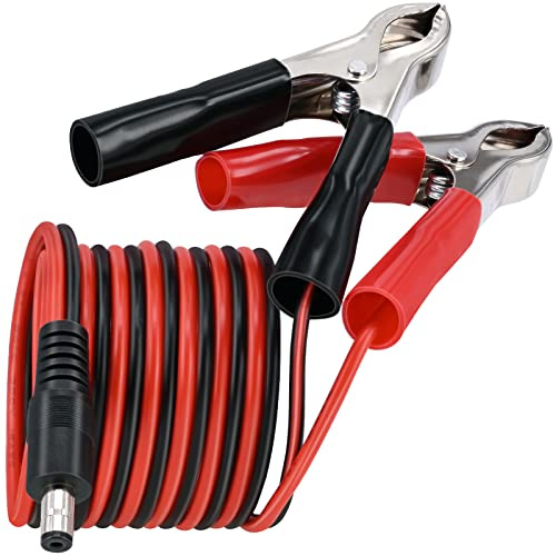 BENACES DC 5,5 2,1 mm Câble d’extension de pinces de batterie, 1,5 m 16 AWG 12 V CC Pinces à crocodile DC Connecteur mâle vers pince de batterie - Adaptateur d’alimentation pour chargeur de voiture