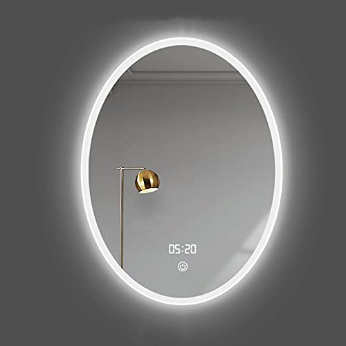 Spiegel Wandbehang Badezimmerspiegel Badezimmer Smart Toilette mit Lampe ovaler Spiegel Wandbehang Antibeschlag leuchtender LED-Spiegel rund