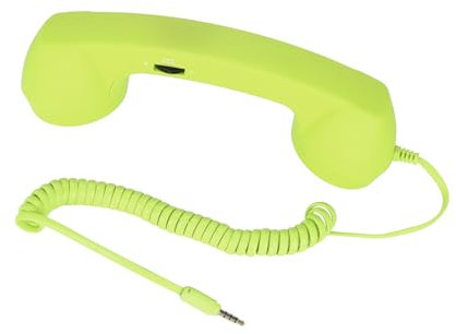 Combiné Téléphonique Rétro, Récepteur de Téléphone Portable 3,5 Mm, Micro, Haut-Parleur, Fil Résistant aux Radiations, Casque Téléphonique Vintage pour Téléphones Mobiles (Green)