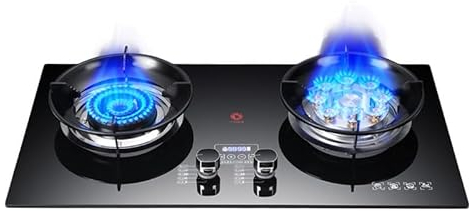 Cuisinière Au Propane, Cuisinière Au Propane Portable À Double Brûleur, Table De Cuisson À Gaz En Verre Trempé, Maximum 17742,4 BTU, Adaptée Aux Appartements De Cuisine Et Aux Camping-cars (Color : L