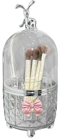 Portapennelli da trucco con coperchio - Contenitore per pennelli da trucco con coperchio, supporto rotante per pennelli da trucco | Adorabile deposito a prova di polvere e 6 com