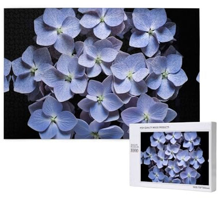 Casse-tête d'hortensia mauve pour adulte - Puzzle en bois de 1000 pièces pour la famille et les amis - Décoration murale - 75 x 50 cm