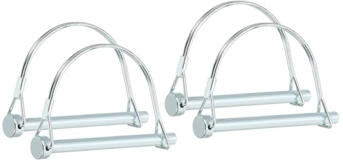 PATIKIL 4 Stück Stahl Verzinken Klappsplinte 8mm Durchmesser, 100mm Länge D Form Rohrklappsplinte mit Rastverschluss Sicherungsbolzen für Anhänger Bauernhof Traktor Garten Rasenmäher