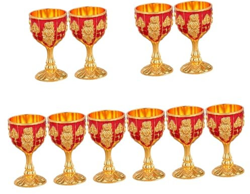Cabilock 5 Set Bicchiere Di Vino Rosso Tazze Da Festa Bicchieri Da Vino Quadrati Tazza Da Tè Tazze Con Coperchi E Bicchieri Da Vino Medievali Caffè Espresso Doppio Lega 2 Pezzi * 5
