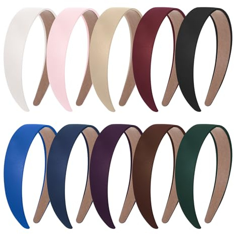 10 cerchietti per capelli da donna, larghi, antiscivolo, 3 cm, in raso, per donne, per acconciature fai da te, per abiti da vacanza, abbigliamento quotidiano, 10 colori