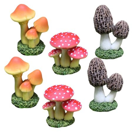 FONDOTIN 6 Stück Pilzdekor Miniaturpilzfiguren Aus Robustem Harz Micro Landschaft Garten Dekoration Für Selbstgemacht Mikro Gartenszene