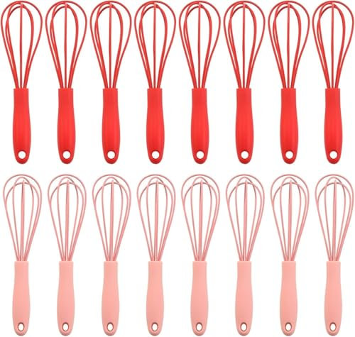 Batidor de huevos, batidor, batidor de mano, batidor de alambre, batidor de silicona for cocinar, 16 piezas, batidor de mano pequeño for utensilios de cocina antiadherentes, batidor de huevos, batidor