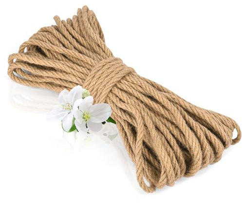 vsshe Natur Juteschnur Kordel, Juteseil 6mm x 50M, Garten Kordel Juteschnur Reißfest, Sisal Seil für Katzen, Starkes Naturfaser Hanfseil für Kratzbaum, Garten, DIY, Dekoration, Bündeln und Camping