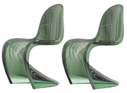 Modern Transparent Acrylic Dining Chair, Armless S-Shaped Single Cantilever Chairs Convenient and Comfortable Side Chair Home Kitchen Dining Living Room(Color:Green)