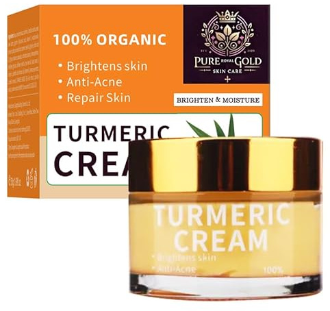 Pure Royal Gold Skin Care Organic Turmeric Cream, Brightening and Anti-Acne Facial Moisturizer, Skin Repair Treatment