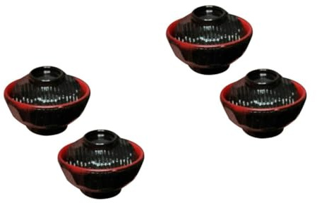 Cabilock 4 Sets Mini Japanese Style Bowl with Lid of Lovely Miniature Rice Bowls for Dollhouse Decoration and Educational Play Creative Fun for Home Decor