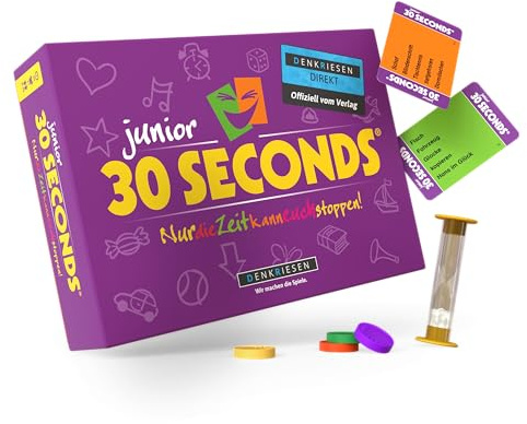 DENKRIESEN 30 Seconds Junior Brettspiel ab 7 Jahren | Begriffe raten | Teamspiel mit 2.400 Begriffen für bis zu 16 Spieler, ideal für Familie, Freunde und spannende Spielrunden.