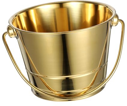 Gatuida Seau à Glaçons INOX Doré Seau à Glace Portable Multifonction pour Bière Et Vin Refroidisseur Pratique pour Bars Et Fêtes