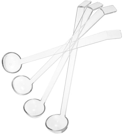 COLLBATH Cucharón Transparente Para Cócteles y Frutas, Pequeño, Plástico Reutilizable, Para Banquetes y Fiestas, Servicio De Salsas, Sopas y Aderezos, Pack De 4 Unidades