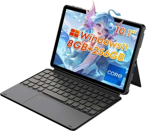 LMHTRADE Win 11 Tablet core i3 (fino a 3.4GHz), 8GB RAM 256GB SSD, 2 in 1 Tablet 10.1, WiFi 6, Bluetooth 5.2, Dual Camera, 1280X800 HD IPS, HDMI, Tipo C, USB3.2 (con tastiera)
