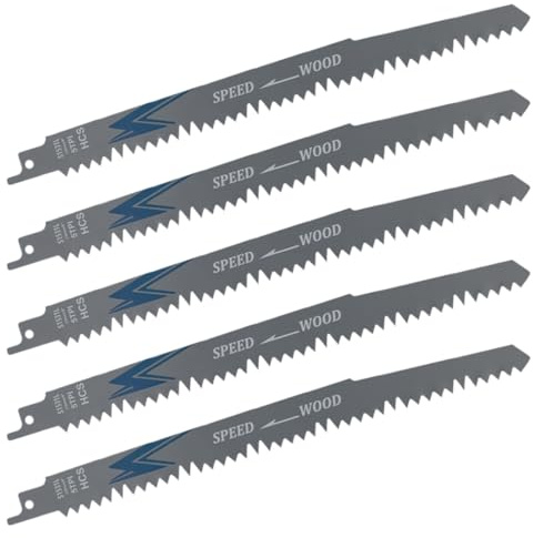 Hojas de sierra de sable para madera, 5 piezas, accesorios de sierra de sable, para cortes rápidos, para Madera, Metal o Plástico, Ideal para Cortar Ramas, Fácil y Duradero, 230 mm