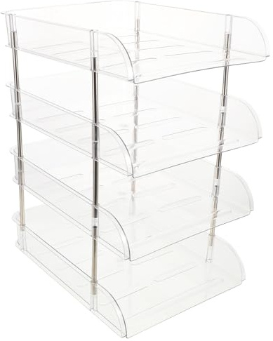jojofuny Organiseur de Bureau à 4 Niveaux Vert Plateaux Empilables Étagère de Rangement pour Dossiers et Organiseur de Livres Solution Pratique pour Bureau et Espace d'Étude