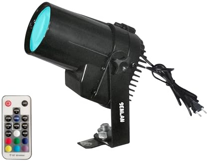 Pinspot Light, SENLAN RGBWMYP + Cyan LED Strahlenspotlicht, Ultrabright Spiegel Diskoball Stroboskop mit drahtlosem Fernbedienungscontroller
