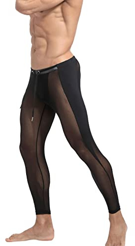 Générique Herren-Leggings, Netz, transparent, Kompression, Fitness, Training, Leggings, Netz, Bodysuit, Eng, Radfahren, Yoga, Leggings, atmungsaktiv, eng anliegend, schützend, modisch, sportlich