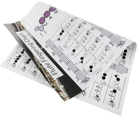 Mikikit Flötenakkordtabelle für Anfänger mit Übungsdiagramm aus Beschichtetem Papier Praktisches Lernhilfsmittel zum Querflöte Lernen und Training