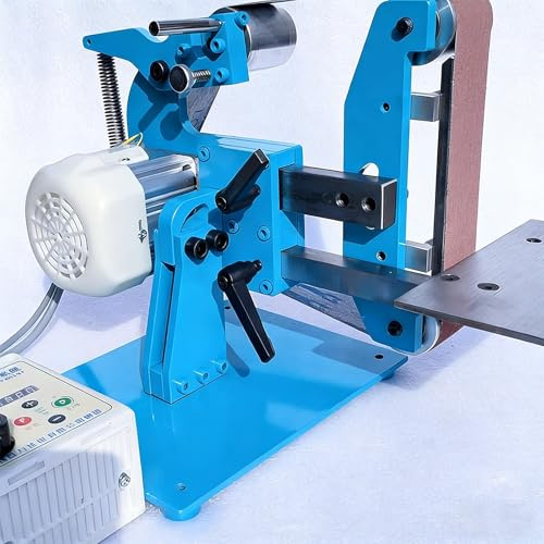 LYNNEYING Levigatrice a nastro industriale con motore brushless, levigatrice a nastro verticale e orizzontale, levigatrice da banco con 5 nastri abrasivi, per legno e metallo(1100W)
