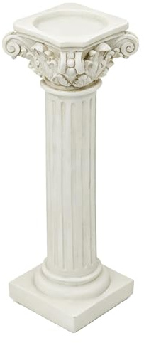 Classical Column Decor, Antique Resin Pillar Stand, Decorative Sculpture Display with Greco Style Design Detail, Elegant Figurine Stand Base, Wedding Event Party Decoration Piece for Table Setup