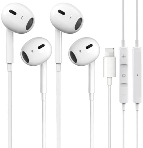 DisRun for iPhone Earphones Wired 2 Pack Lightning for iPhone Headphones Wired [MFi Certified] In-Ear Earbuds Built-in Microphone & Volume Control Compatible with iPhone 14/13/SE/12/11/XR/8/7/XS