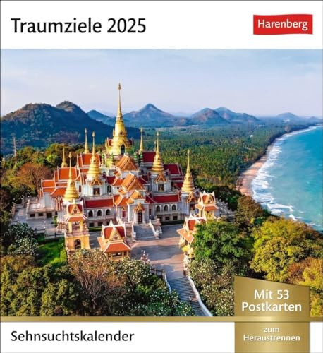 Traumziele Sehnsuchtskalender 2025 - Wochenkalender mit 53 Postkarten: Reise-Kalender mit 53 hochwertigen Postkarten der schönsten Reiseziele der ... 2025 (Sehnsuchtskalender Harenberg)
