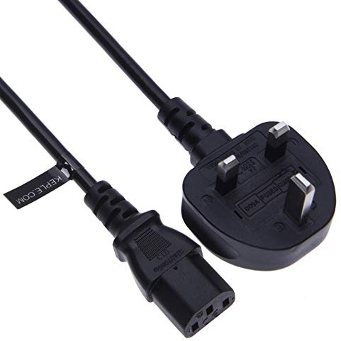 Keple Kettle Lead 5m - C13 3 Pin Power Cable for PC Computer Monitor and Printer - Compatible with Apple iMac Samsung LG HP Canon Sony Philips Dell Acer JVC Panasonic Smart TV - UK Plug (Black)