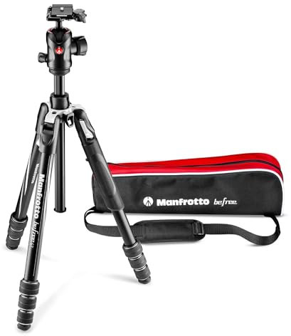 Manfrotto MKBFRTA4GT-BH Befree - Treppiede da viaggio avanzato, con testa a sfera per Canon, Nikon, Sony, DSLR, CSC, Mirrorless, fino a 10 kg, leggero con borsa per treppiede, in alluminio, nero