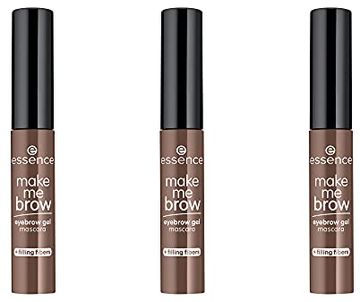essence make me BROW mascara gel pour sourcils, gel pour sourcils, 02, brun, vegan, sans particules microplastiques, sans nanoparticules, sans parfum, lot de 3 (3 x 3,8 ml)