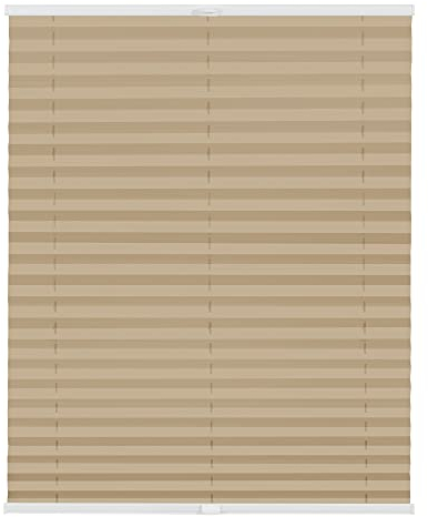 Lichtblick Plissee Klemmfix nach Maß, ohne Bohren, verspannt, Hitzeschutz, Blickdicht, Made in Germany, Thermoplissee - Beige 35 cm x 100 cm (B x L)