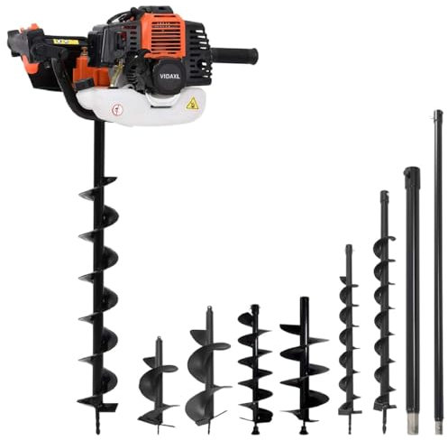 vidaXL Erdbohrer Set Erdbohrgerät Erdlochbohrer Pfahlbohrer Zaunbohrer Brunnenbohrer Bohrer Verlängerung Stahl 2,2 kW / 8000 U/min 52 cc
