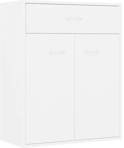vidaXL Sideboard, Kommode mit viel Stauraum, Schrank mit 1 Schublade 2 Türen, Mehrzweckschrank Anrichte für Wohnzimmer, Modern, Weiß 60x30x75cm Holzwerkstoff