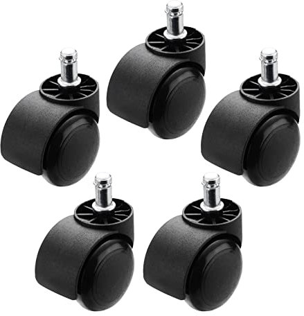 Bürostuhl-lenkrollen, Schwarz/Grau, 5-teilig, Nylon-möbelrollen 50mm, Drehstuhl-ersatz Schwenkrollen, PVC-Silent-lenkrollen, Rollen Für Möbel, Schwerlastrollen, Tragkraft 80kg,Black-Circlip