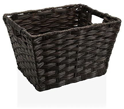 Dark Brown Basket with Polyethylene Handles (24 x 19 x 29 cm)