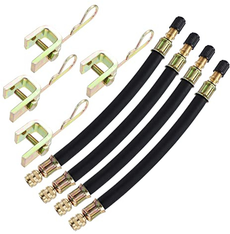 X AUTOHAUX 18cm 7.1 Extension Hose Tire Valve Connect Hose Chuck Adapter | Tire Valve Stem, Metal, Rubber, 8 Pcs