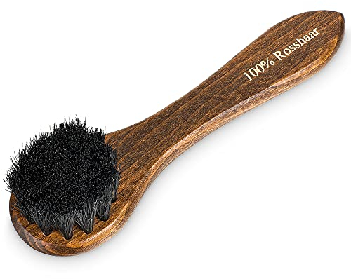 PREMYO Spazzolino Spandilucido in Crine di Cavallo Nero - Ideale Spazzola per Scarpe in Pelle Liscia