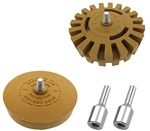 DAJASD Ruota di Gomma per Rimuovi Adesivi, 2 Pezzi Gomme in Pellicola, Ruote per Rimozione Decalcomanie, Disco in Gomma Rimuovere Colla Adesivi Etichette per Pellicole Residui Su Veicoli